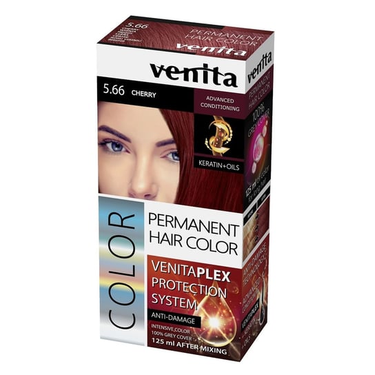 Venita, Plex Protection System Permanent Hair Color, farba do włosów z systemem ochrony koloru 5.66 Cherry Venita
