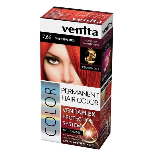 Venita, Plex Protection System Permanent Hair Color, farba do włosów z systemem ochrony koloru 7.66 Intensive Red Venita