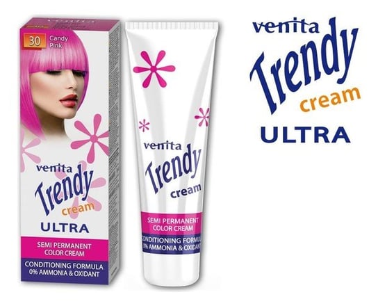 Venita, Trendy Cream Ultra, krem do koloryzacji włosów 30 Słodki Róż, 75 ml Venita