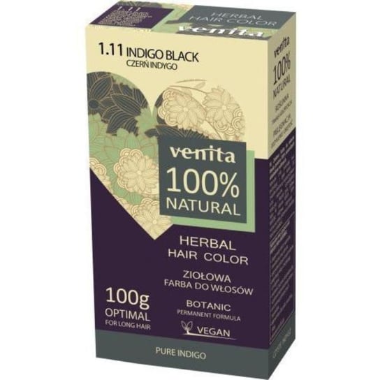 Venita, ziołowa farba do włosów Herbal hair color 1.11 czerń indygo, 100 g Venita
