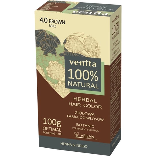 Venita, ziołowa farba do włosów Herbal hair color 4.0 brązowy, 100 g Venita