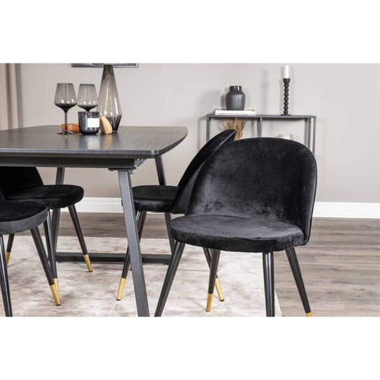Venture Home Krzesła Velvet, 2 szt., aksamitne, czarno-mosiężne Venture Home