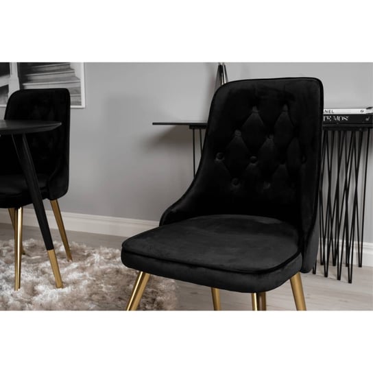 Venture Home Krzesła Velvet Deluxe, 2 szt., aksamitne, czarno-mosiężne Venture Home