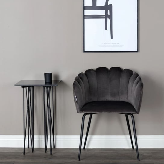 Venture Home Krzesło stołowe Limhamn, obite aksamitem, czarno-szare Venture Home
