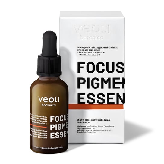 Veoli Botanica, Intensywnie redukujące przebarwienia, zwężające pory serum z kompleksem niacynamid + stabilna witamina C FOCUS PIGMENTATION ESSENCE, 30 ml VEOLI BOTANICA