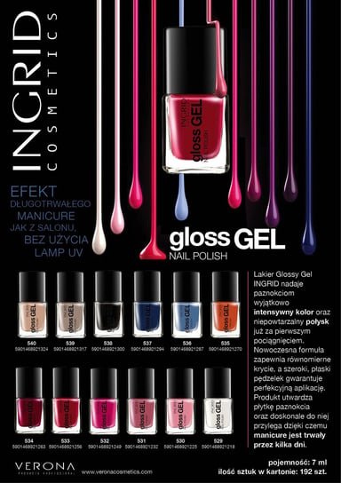 Verona Ingrid, Gloss Gel, Lakier Żelowy Do Paznokci, 538, 7 ml Ingrid