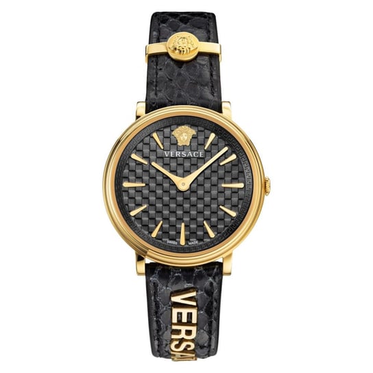 Versace, Zegarek damski, V-Circle, VE8101019, czarno-złoty Versace