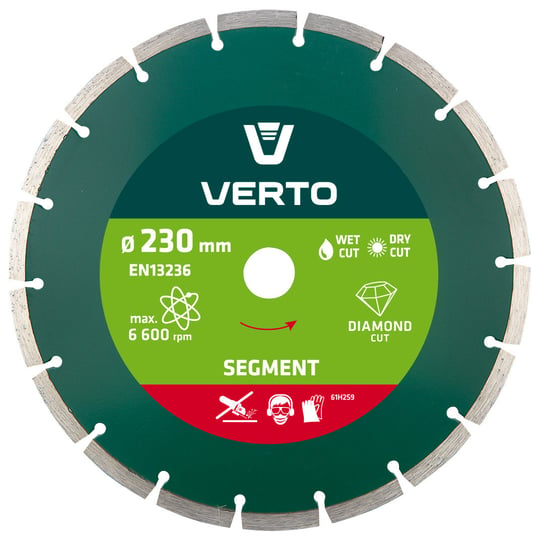 VERTO Tarcza diamentowa 230 x 22.2 mm, segmentowa 61H2S9 Verto