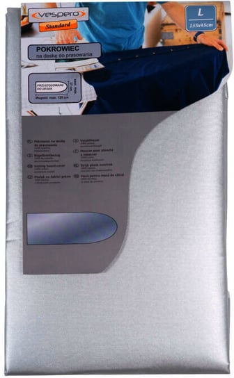 VESPERO - Pokrowiec na deskę do prasowania - tkanina metalizowana - srebrny - 135x45 cm Vespero