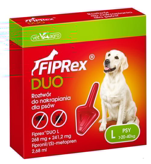 VET-AGRO FIPREX DUO L 268 mg + 241,2 mg roztwór do nakrapiania dla psów VET-AGRO
