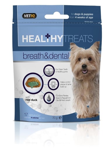 Vetiq Przysmaki dla szczeniąt i psów Świeży oddech i zdrowe zęby Healthy Treats Breath & Dental For Dogs 70g Vetiq by Mark&Chappell