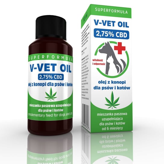 Vetos-Farma V-VET OIL 2,75% CBD Olej z konopi dla psów i kotów VETOS-FARMA