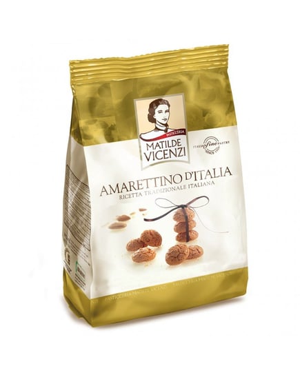 Vicenzi Amaretto MINI - chrupiące tradycyjne ciasteczka włoskie, wytwarzane z wewnętrznej części pestek moreli. Zawartość  pestek moreli 20%. 100g VICENZI