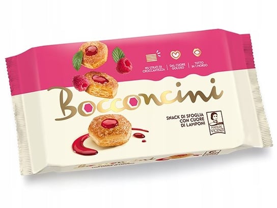 Vicenzi Bocconcini Ciastka z kremem Malinowym 90g VICENZI