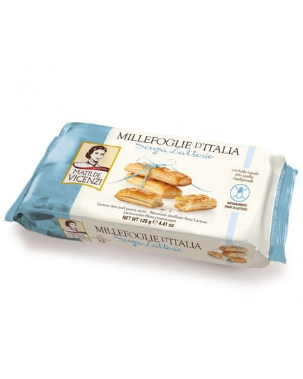 Vicenzi: Millefoglie d'Italia -  Bez laktozy. Włoskie, delikatne  ciasteczka z ciasta francuskiego idelane na deser zarówno dla dzieci jak i dorosłych 125g VICENZI
