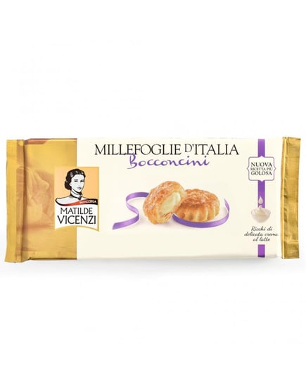 Vicenzi Millefoglie Italia Bocconcini - ciasteczka z ciasta francuskiego z nadzieniem mlecznym 125g VICENZI