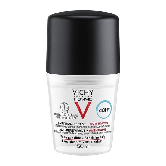 VICHY HOMME 48 h Antyperspirant męski przeciw plamom kulka, 50ml Vichy