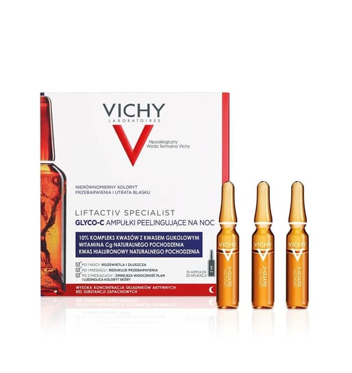 Vichy Liftactiv Glyco-C, skoncentrowana kuracja peelingująca na noc, ampułki, 10 x 2 ml Vichy