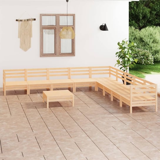vidaXL 10-cz. zestaw mebli wypoczynkowych do ogrodu, drewno sosnowe vidaXL