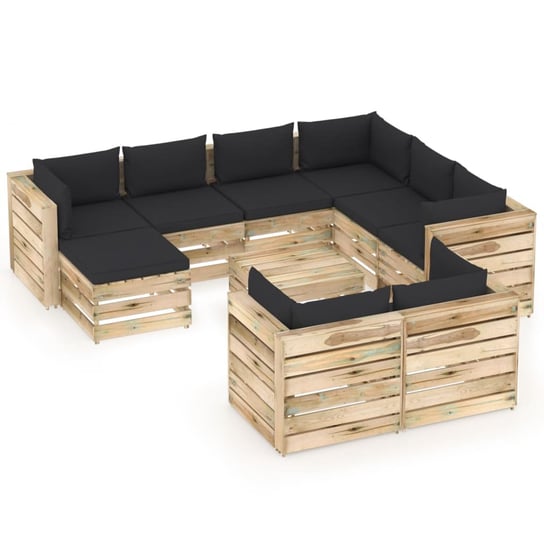 vidaXL 10-cz. zestaw wypoczynkowy do ogrodu, z poduszkami, drewniany vidaXL