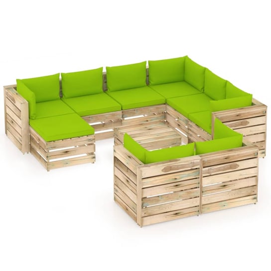 vidaXL 10-cz. zestaw wypoczynkowy do ogrodu, z poduszkami, drewniany vidaXL