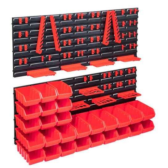 vidaXL, 103-częściowy organizer na panelach ściennych, czerwono-czarny vidaXL
