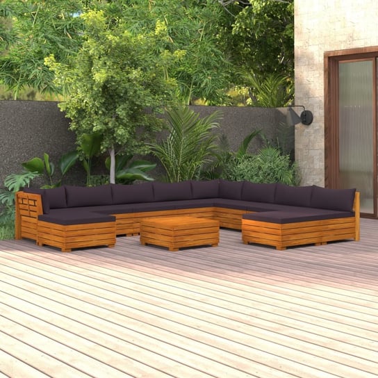 vidaXL 11-cz. zestaw wypoczynkowy do ogrodu, z poduszkami, lita akacja vidaXL