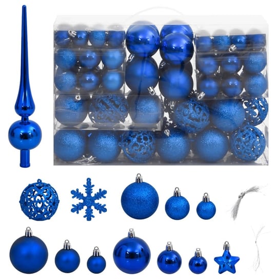 vidaXL 111-cz. zestaw ozdób świątecznych, niebieski, polistyren vidaXL