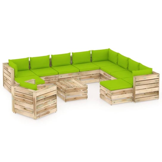 vidaXL 12-cz. zestaw wypoczynkowy do ogrodu, z poduszkami, drewniany vidaXL