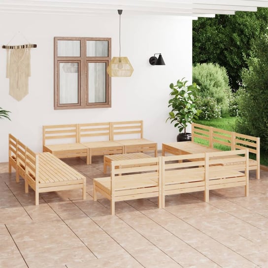 vidaXL 13-cz. zestaw wypoczynkowy do ogrodu, lite drewno sosnowe vidaXL