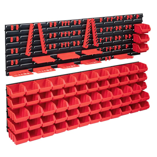vidaXL, 141-częściowy organizer na panelach ściennych, czerwono-czarny vidaXL