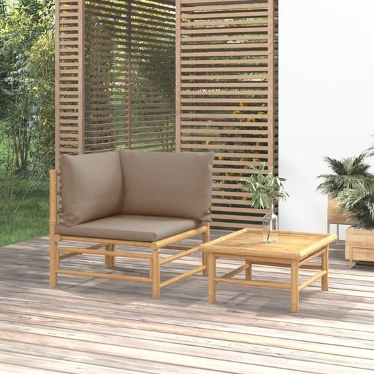 vidaXL 2-cz. zestaw mebli do ogrodu, poduszki w kolorze taupe, bambus vidaXL