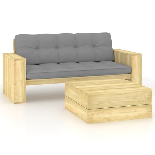 vidaXL 2-cz. zestaw wypoczynkowy do ogrodu, z poduszkami, drewniany vidaXL