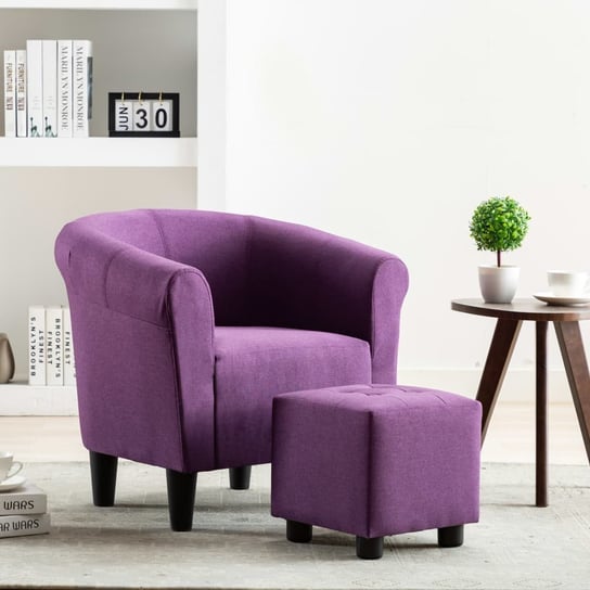 vidaXL 2-częściowy zestaw: fotel z podnóżkiem, fioletowy, tkanina vidaXL