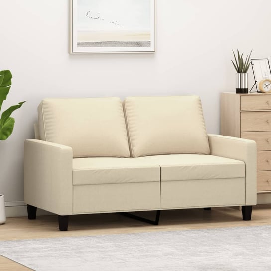 vidaXL 2-osobowa sofa, kremowa, 120 cm, tapicerowana tkaniną vidaXL