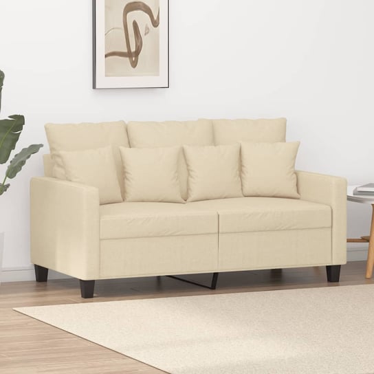 vidaXL 2-osobowa sofa, kremowa, 120 cm, tapicerowana tkaniną vidaXL