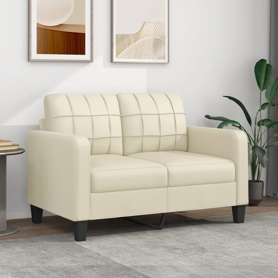 vidaXL 2-osobowa sofa, kremowy, 120 cm, sztuczna skóra vidaXL