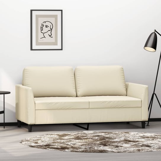 vidaXL 2-osobowa sofa, kremowy, 140 cm, sztuczna skóra vidaXL