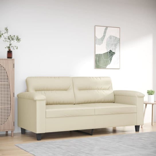 vidaXL 2-osobowa sofa, kremowy, 140 cm, sztuczna skóra vidaXL