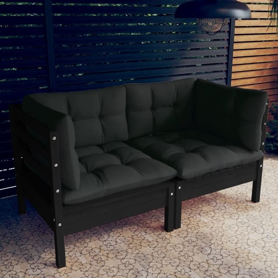 vidaXL 2-osobowa sofa ogrodowa z antracytowymi poduszkami, sosnowa vidaXL