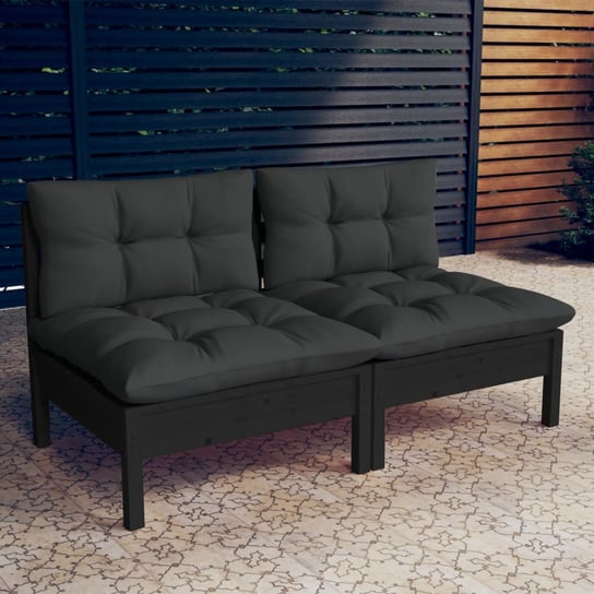 vidaXL 2-osobowa sofa ogrodowa z antracytowymi poduszkami, sosnowa vidaXL