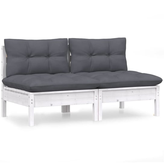 vidaXL 2-osobowa sofa ogrodowa z antracytowymi poduszkami, sosnowa vidaXL