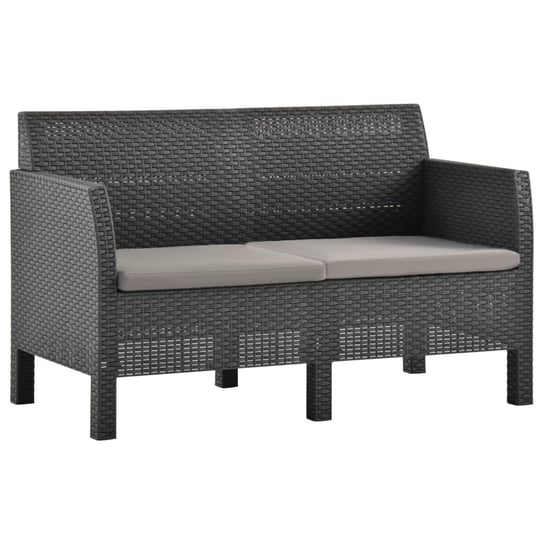 vidaXL 2-osobowa sofa ogrodowa z poduszkami, antracytowa, rattan PP vidaXL