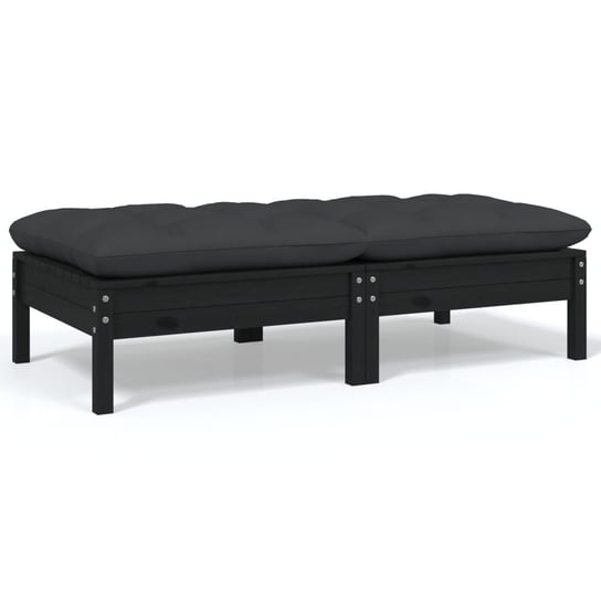 vidaXL 2-osobowa sofa ogrodowa z poduszkami, czarna, drewno sosnowe vidaXL