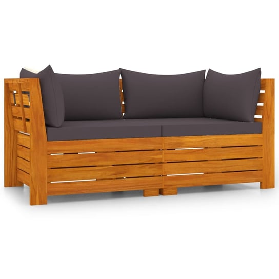vidaXL 2-osobowa sofa ogrodowa z poduszkami, lite drewno akacjowe vidaXL