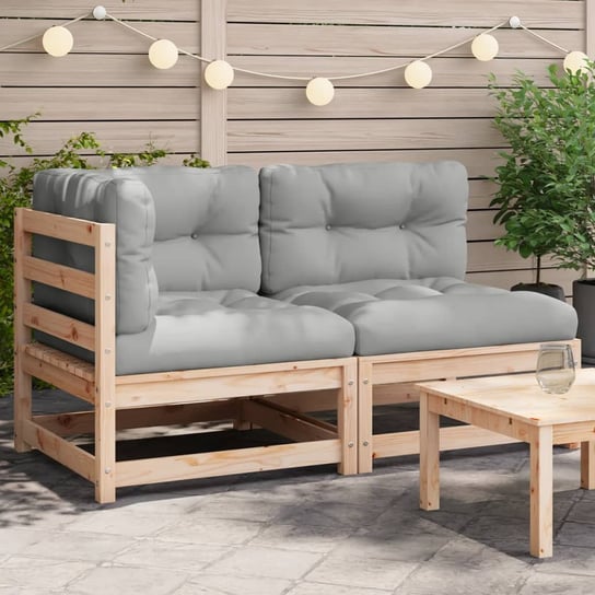 vidaXL 2-osobowa sofa ogrodowa z poduszkami, lite drewno sosnowe vidaXL