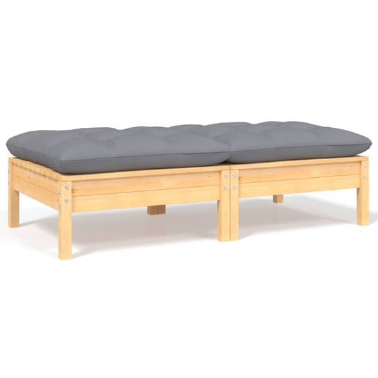 vidaXL 2-osobowa sofa ogrodowa z szarymi poduszkami, drewno sosnowe vidaXL