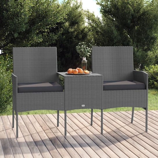vidaXL 2-osobowa sofa ogrodowa ze stolikiem, polirattan, antracytowa vidaXL
