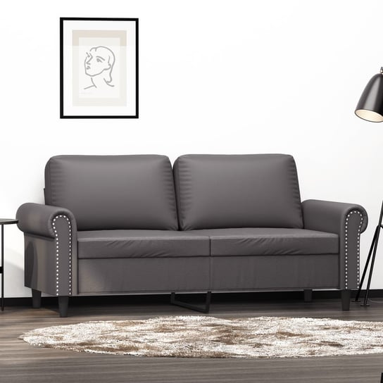 vidaXL 2-osobowa sofa, szary, 140 cm, sztuczna skóra vidaXL