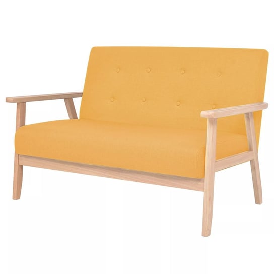 vidaXL 2 osobowa sofa tapicerowana, żółta vidaXL